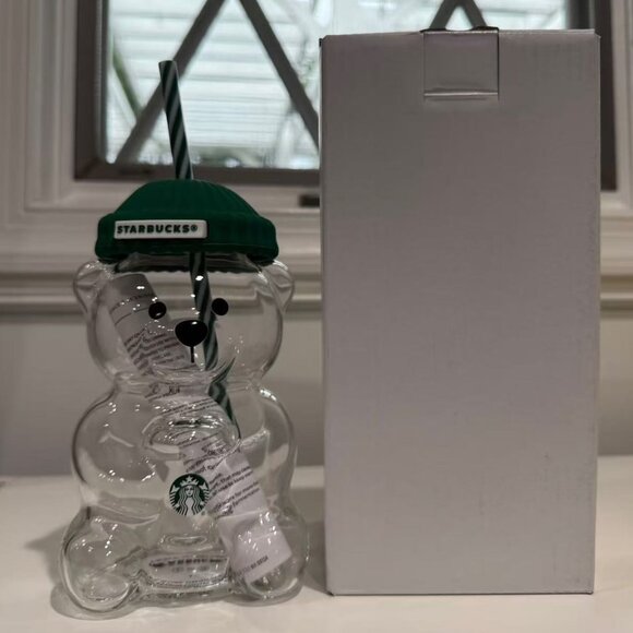 2025 Starbucks Barista Bear Cup Limited Edition Glass Cup Xmas Gifts 591ml New - Picture 2 of 5